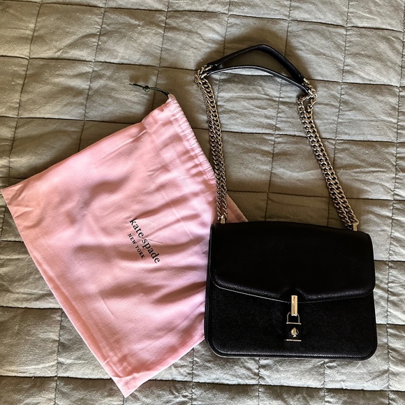 Kate Spade Black Locket Large Flap Shoulder Bag - Picture 4 of 10